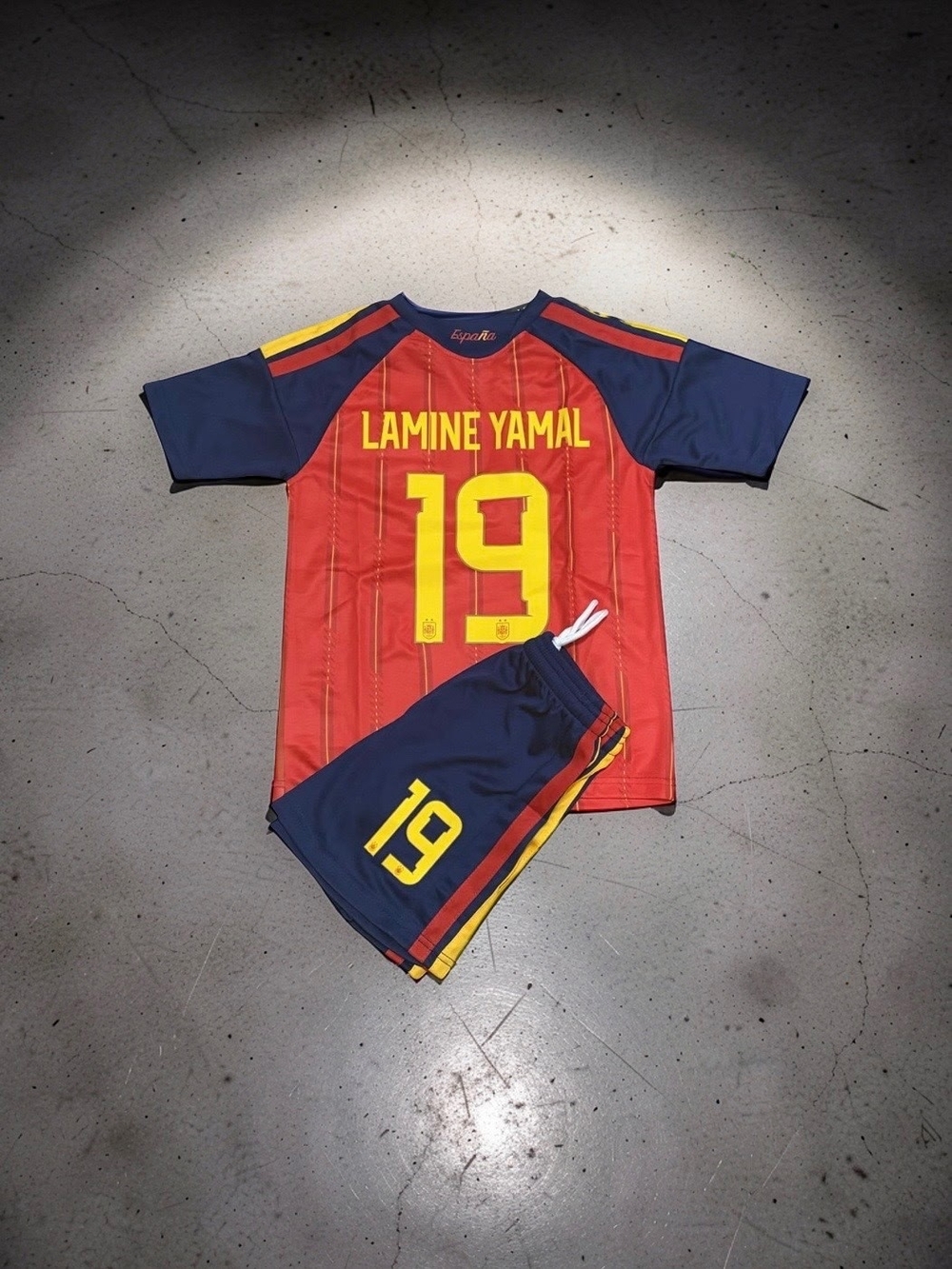 Lamine Yamal Spain 2026 World Champions Kids Home Kit #19 Jersey & Shorts